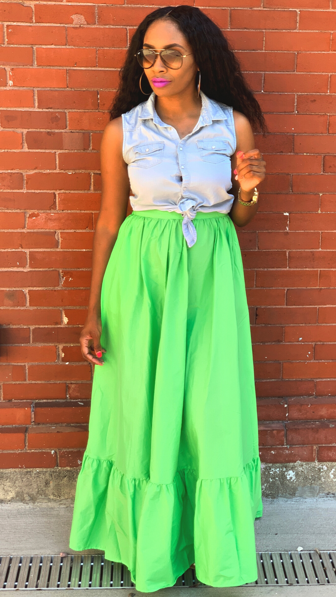"Flow Real" Maxi Skirt- Green