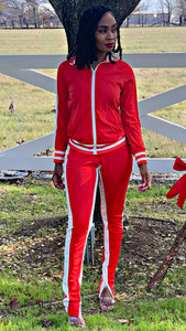 "In the Wind" Track Jacket and Pant Set- Red